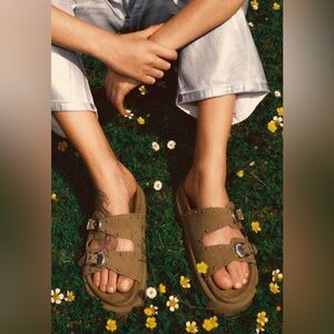 Zara studded buckled  suede sandals